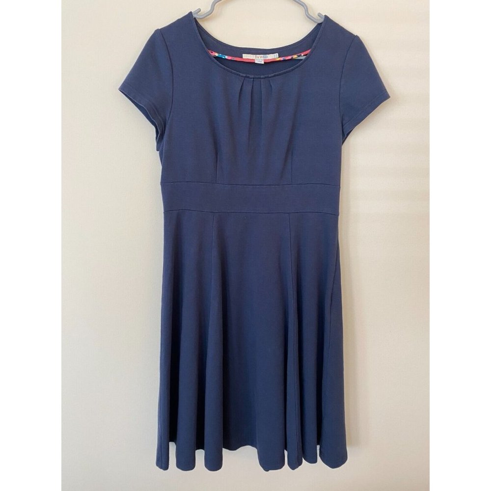 Boden Navy Blue Dress Short Sleeve Fit And Flare Size 10